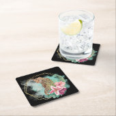 Waterverf luipaard en tropisch Lijst Kartonnen Onderzetters (Insitu)