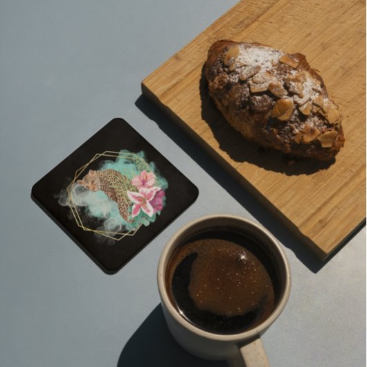 Waterverf luipaard en tropisch Lijst Kartonnen Onderzetters