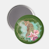 Waterverf luipaard en tropisch Lijst Magneet (Voorkant / Achterkant)