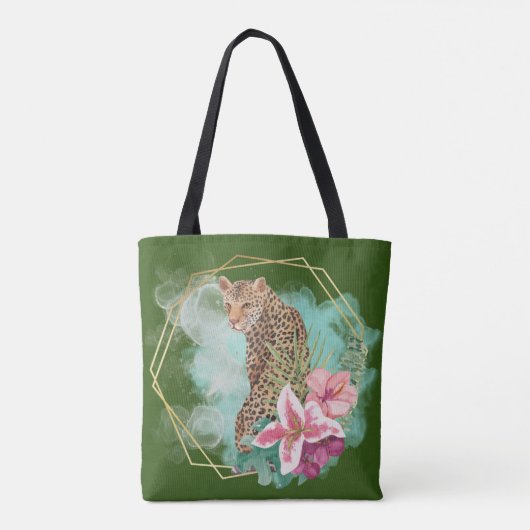 Waterverf luipaard en tropisch Lijst Tote Bag (Achterkant)