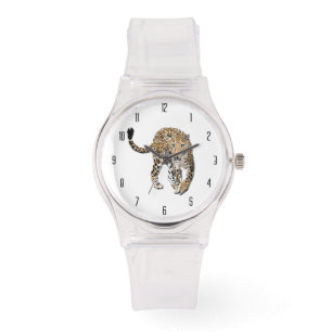 waterverf luipaard jungle kat geschilderd dier gro horloge