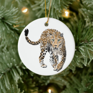 waterverf luipaard jungle kat geschilderd dier gro keramisch ornament