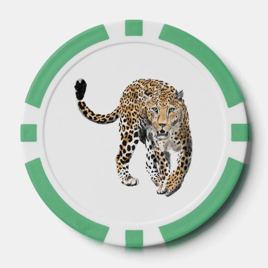 waterverf luipaard jungle kat geschilderd dier gro poker chips (Voorkant)