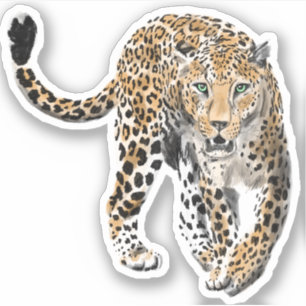 waterverf luipaard jungle kat geschilderd dier gro sticker