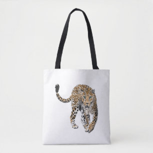 waterverf luipaard jungle kat geschilderd dier gro tote bag