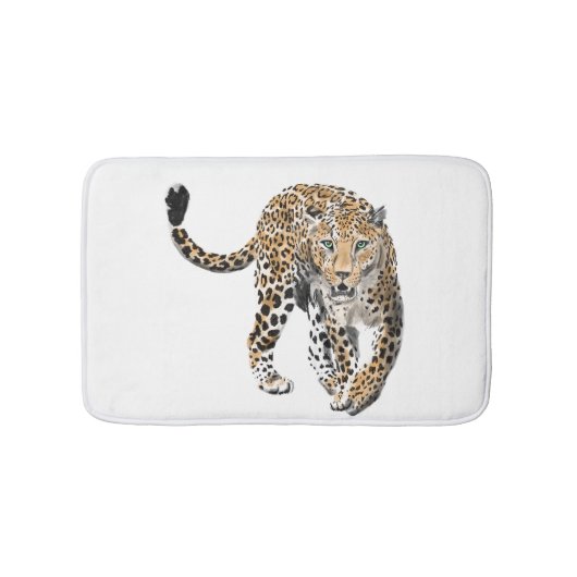 waterverf luipaard oerwoud kat geschilderd diereng badmat (Voorkant)