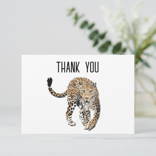 waterverf luipaard oerwoud kat geschilderd diereng bedankkaart (Staand voorkant)