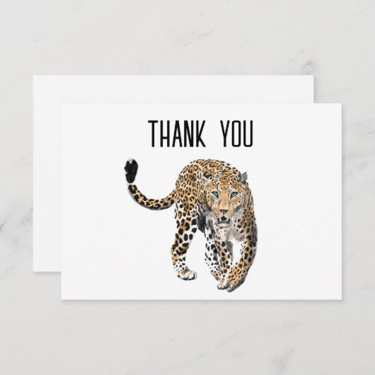 waterverf luipaard oerwoud kat geschilderd diereng bedankkaart (Voorkant / Achterkant)