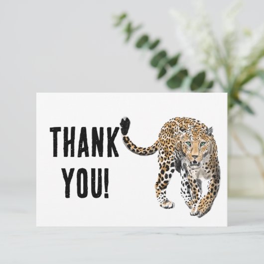 waterverf luipaard oerwoud kat geschilderd diereng bedankkaart (Staand voorkant)