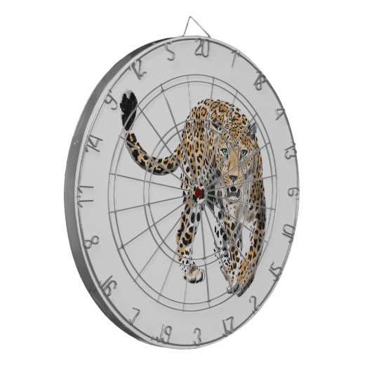 waterverf luipaard oerwoud kat geschilderd diereng dartbord (Voorkant Links)