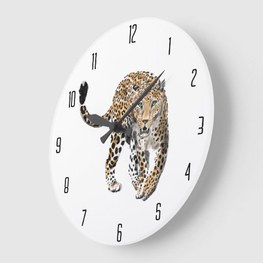 waterverf luipaard oerwoud kat geschilderd diereng grote klok (Hoek)