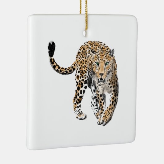 waterverf luipaard oerwoud kat geschilderd diereng keramisch ornament (Rechts)