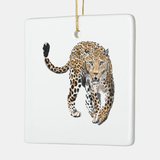 waterverf luipaard oerwoud kat geschilderd diereng keramisch ornament (Links)