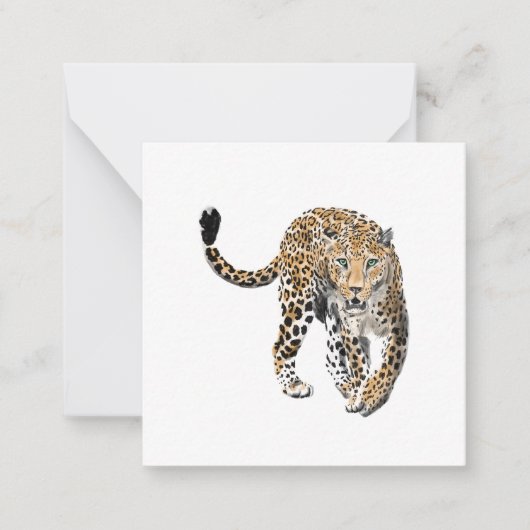 waterverf luipaard oerwoud kat geschilderd diereng notitiekaartje (Voorkant)