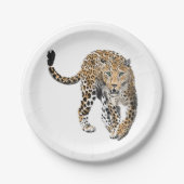 waterverf luipaard oerwoud kat geschilderd diereng papieren bordje (Voorkant)