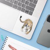 waterverf luipaard oerwoud kat geschilderd diereng sticker (Laptop met iPhone)