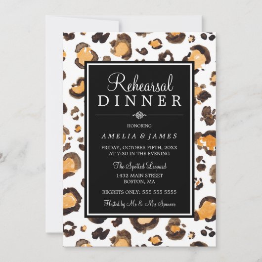 Waterverf Luipaard Print | repetitie diner Kaart (Voorkant)