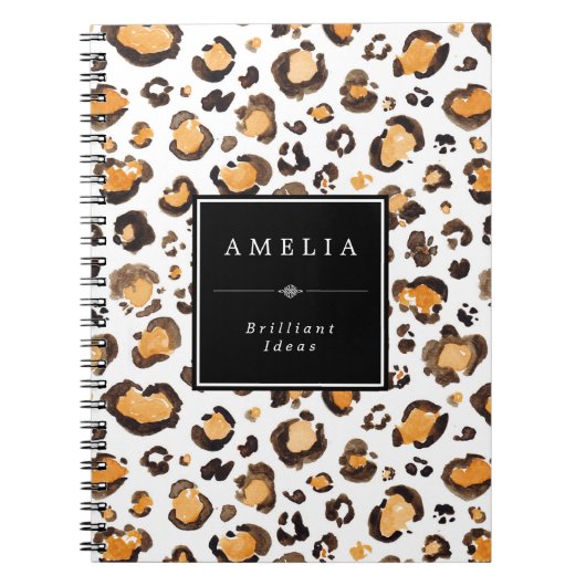 Waterverf luipaardvlekken | Aangepaste naam Notitieboek (Voorkant)