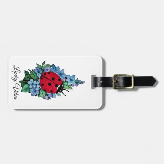 Waterverf luivogel met blauwe wilde bloemen bagagelabel (Voorkant horizontaal)