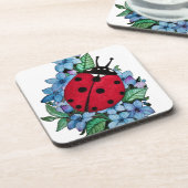 Waterverf luivogel met blauwe wilde bloemen bier onderzetter (Linkerzijde)