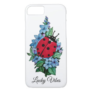 Waterverf luivogel met blauwe wilde bloemen 	iPhone 8/7 hoesje