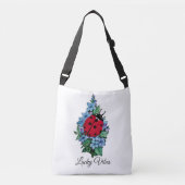 Waterverf luivogel met blauwe wilde bloemen crossbody tas (Voorkant)