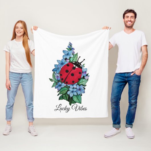 Waterverf luivogel met blauwe wilde bloemen fleece deken (In situ)