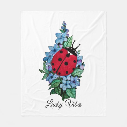 Waterverf luivogel met blauwe wilde bloemen fleece deken (Voorkant)