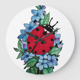 Waterverf luivogel met blauwe wilde bloemen grote klok