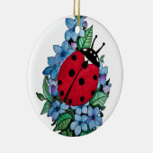 Waterverf luivogel met blauwe wilde bloemen keramisch ornament (Rechts)