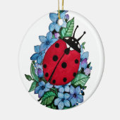 Waterverf luivogel met blauwe wilde bloemen keramisch ornament (Links)