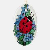 Waterverf luivogel met blauwe wilde bloemen keramisch ornament (Rechts)