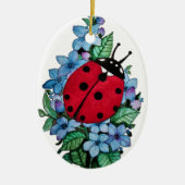Waterverf luivogel met blauwe wilde bloemen keramisch ornament (Voorkant)