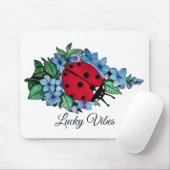 Waterverf luivogel met blauwe wilde bloemen muismat (Met muis)