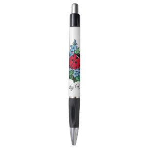 Waterverf luivogel met blauwe wilde bloemen pen