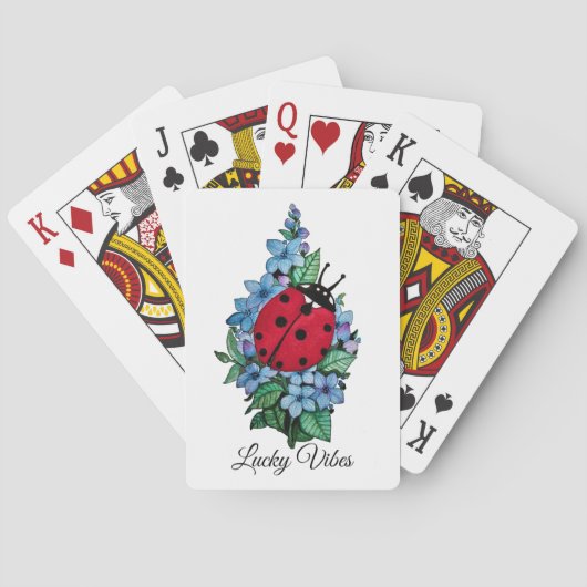 Waterverf luivogel met blauwe wilde bloemen pokerkaarten (Achterkant)