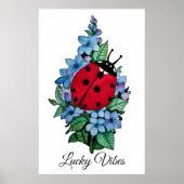 Waterverf luivogel met blauwe wilde bloemen poster (Voorkant)