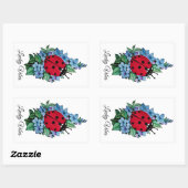 Waterverf luivogel met blauwe wilde bloemen rechthoekige sticker (Vel)