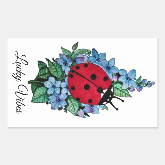 Waterverf luivogel met blauwe wilde bloemen rechthoekige sticker (Voorkant)