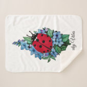 Waterverf luivogel met blauwe wilde bloemen sherpa deken (Voorkant (horizontaal))