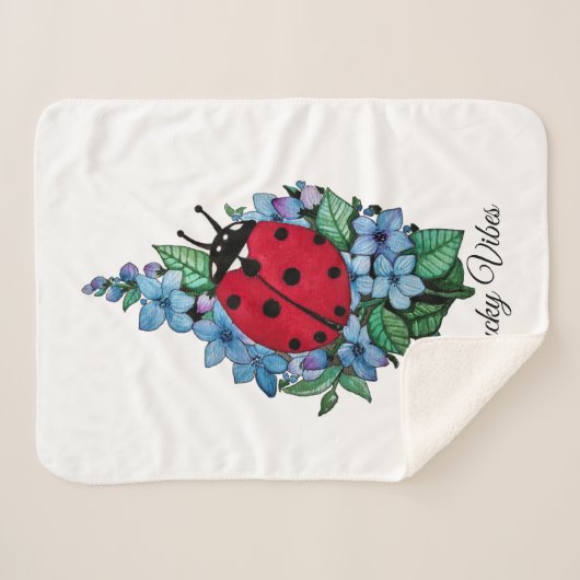 Waterverf luivogel met blauwe wilde bloemen sherpa deken (Voorkant (horizontaal))