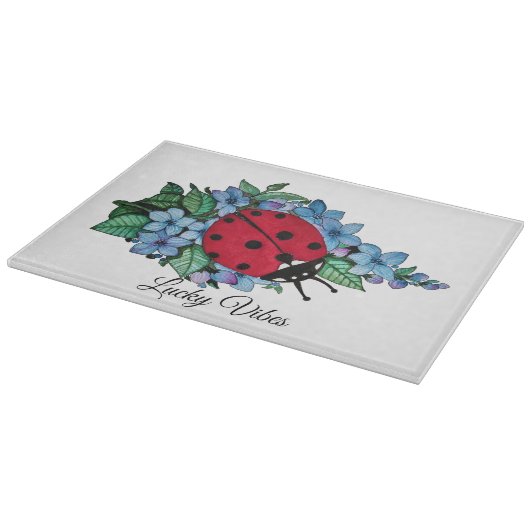 Waterverf luivogel met blauwe wilde bloemen snijplank (Hoek)