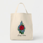 Waterverf luivogel met blauwe wilde bloemen tote bag (Voorkant)