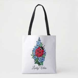 Waterverf luivogel met blauwe wilde bloemen tote bag