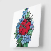 Waterverf luivogel met blauwe wilde bloemen vierkante klok (Hoek)