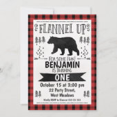 Waterverf Lumberjack 1e Verjaardag Uitnodiging (Voorkant)
