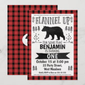 Waterverf Lumberjack 1e Verjaardag Uitnodiging (Voorkant / Achterkant)