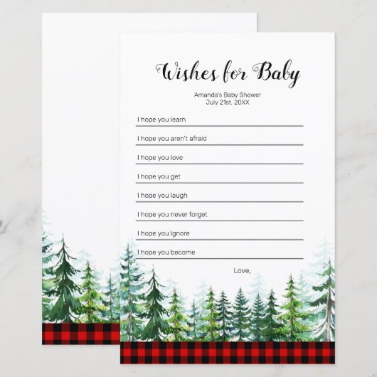 Waterverf Lumberjack Wishes for Baby Game (Voorkant / Achterkant)