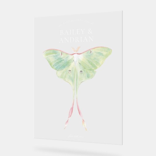 Waterverf Luna Moth Wedding Acryl Bord (Hoek)