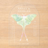 Waterverf Luna Moth Wedding Acryl Uitnodigingen (Voorkant)